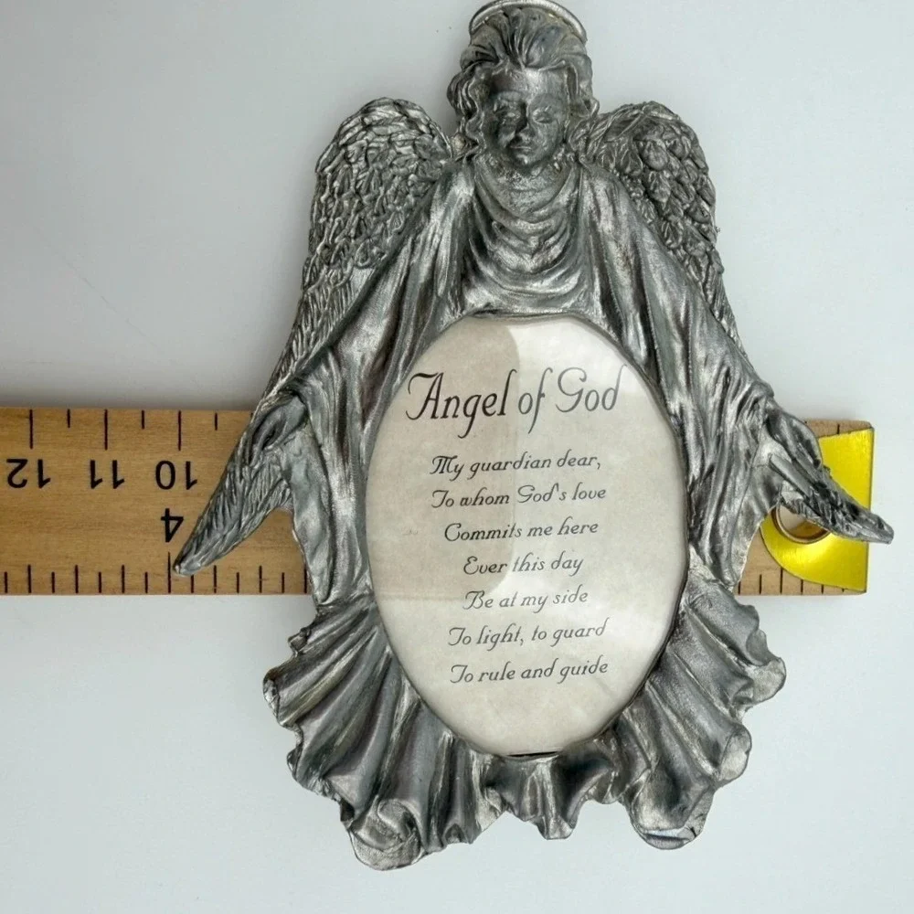 VTG Small Angel Pewter and Glass Guardian Angel Prayer Photo‎ Frame 4
